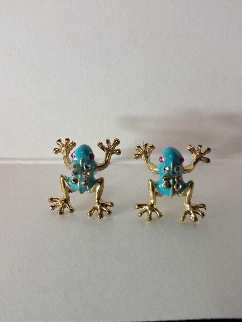Betsey Johnson Teal Frog Earrings - Vintage RARE
